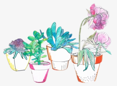 Art Watercolor Plants Cactus Succulent Flower Aesthetic, HD Png Download, Free Download