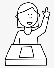 Élève Posant Une Question / Student Asking A Question - Raise Your Hand Clipart Black And White, HD Png Download, Free Download