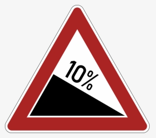 10% Slope Danger Warning Road Sign, HD Png Download, Free Download