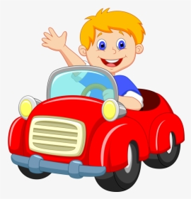 Boy Driving Red Car Clip Art, HD Png Download, Free Download