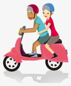 Cartoon Safe Travel Couple Helmet Riding Electric Car - การ์ตูน หมวก กัน น็อค, HD Png Download, Free Download