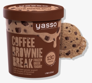 Coffee Brownie Break Pint With Scoop Of Yogurt - Yasso Coffee Brownie Break, HD Png Download, Free Download