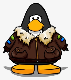 Leather Pilots Jacket On A Player Card - Club Penguin With Headphones, HD Png Download, Free Download