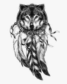 Gray Tattoo Dreamcatcher Wolf Avatar Drawing Clipart - Dream Catcher Tattoo Design, HD Png Download, Free Download