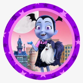 24 X 4cm Personalised Stickers Round Vampirina Colourful - Vampirina Background, HD Png Download, Free Download