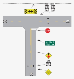 If The Large Arrow Sign Is Used, It Should Be - T Intersection Road Sign, HD Png Download, Free Download