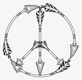 Arrow Peace Sign - Symbol Peace Sign Drawing, HD Png Download, Free Download