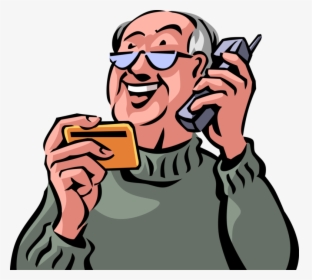 Transparent Senior Citizen Clipart - Old Man Talking On Phone Clipart, HD Png Download, Free Download