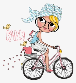 Vector Free Download Bicycle Clip Art Little Riding - Cartoon Girl On Bike, HD Png Download, Free Download