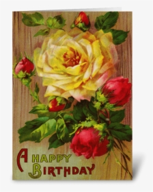 Vintage Rose Greeting Card - Flower Rose Birthday Cards, HD Png Download, Free Download