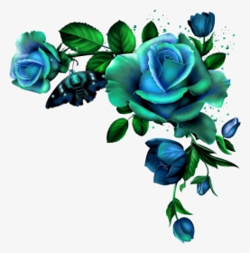 Vintage Flower Graphic Royalty - Blue Rose Border Png, Transparent Png, Free Download