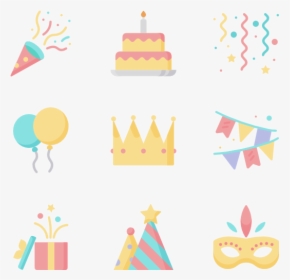 Doodles Vector Party - Birthday Icon Png Pack, Transparent Png, Free Download