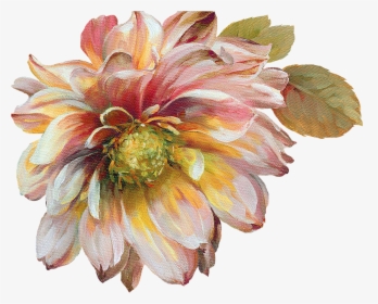 Dahlia Flowers Painted Png, Transparent Png, Free Download