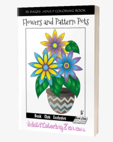 Flowers And Pattern Pots Coloring Book - Coloring Flowers Pots, HD Png Download, Free Download
