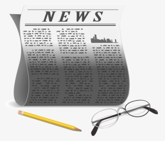 Newspaper, Paper, Pencil, Glasses, Reader - Pen And News Paper Png, Transparent Png, Free Download