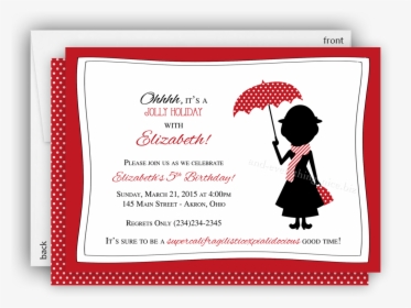 Mary Poppins Party Invitation • Baby Shower Birthday - Mary Poppins Birthday Invitations, HD Png Download, Free Download