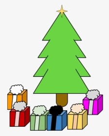 Pine Tree, Christmas, Gifts, Santa, Family, Presents - Kolay Çam Ağacı Çizimi, HD Png Download, Free Download