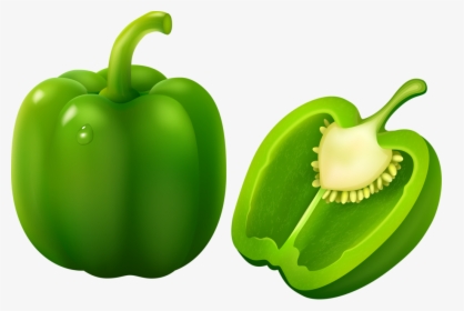 Green Bell Pepper On White Background [преобразованный] - Green Bell Pepper Clipart, HD Png Download, Free Download