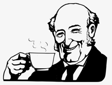 Bald Man Drinks Coffee - Drinking Coffee Clipart Png, Transparent Png, Free Download
