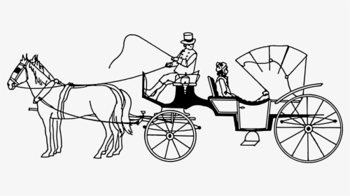 Line Art,chariot,wagon - Horse Pulling Cart Drawing, HD Png Download, Free Download