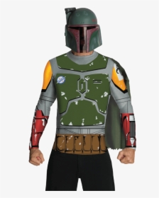 Adult Boba Fett Costume Top With Mask - Boba Fett Star Wars Costume Adult, HD Png Download, Free Download