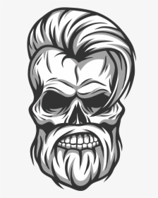 Skull Photography Illustration Hair Vector Hipster - Skull With Beard Png, Transparent Png, Free Download