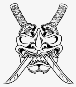 Transparent Oni Mask Png - Japanese Samurai Mask Drawing, Png Download, Free Download