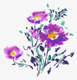 Romantic Purple Flowers Hand Drawn Chrysanthemum Decorative - 花卉 水墨畫, HD Png Download, Free Download