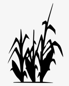 Black, Silhouette, Plants, White, Cartoon, Field, Crop - Corn Silhouette, HD Png Download, Free Download