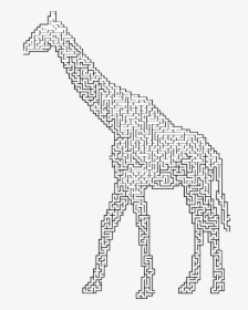 Giraffe Landscape Silhouette Minus Landscape Maze Clip - Giraffe Animal Maze, HD Png Download, Free Download
