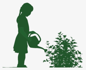 Girl Watering Green - Silhouette People Planting Png, Transparent Png, Free Download