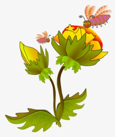 Flower Cartoon Png - Bees In Flower Clipart, Transparent Png, Free Download
