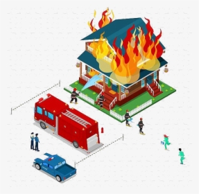 Fire Station Firefighter Structure Fireman Transparent - Firefighter House Fire Clipart, HD Png Download, Free Download