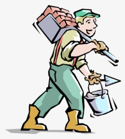 Vector Illustration Of Handyman Home Renovation Expert - Man Carrying Bricks Clipart, HD Png Download, Free Download