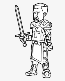 Knight Helmet Clipart - Medieval Knight Line Art, HD Png Download, Free Download