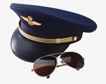 Blue Sunglasses 0506147919 Cap Airplane Hat Clipart - Pilot Boeing Equipment, HD Png Download, Free Download