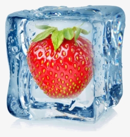 Transparent Strawberry Pie Clipart - Frozen Strawberry In Ice Cube, HD Png Download, Free Download