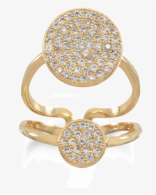 14 Karat Gold Plated Double Cz Circle Fashion Ring - Engagement Ring, HD Png Download, Free Download