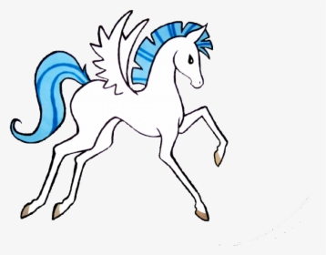 Girly Cartoon Pegasus With Blue Mane And Tail Tattoo - Cartoon Pegasus Png, Transparent Png, Free Download