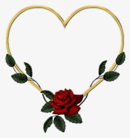 #goldheart #gold #heart #rose #vines #leaves #flower - Heart Of Roses Frame, HD Png Download, Free Download