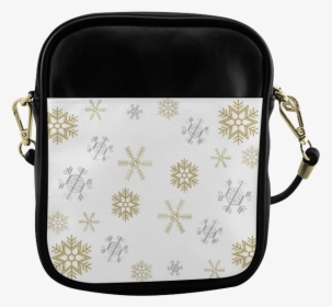 Silver And Gold Snowflakes On A White Background - Bag, HD Png Download, Free Download