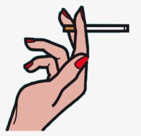Cigarette Hand Rednail Comic Smoke Artfreetoedit - Pop Art Girls Smoking, HD Png Download, Free Download