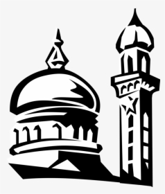 Vector Black And White Stock Islamic Mosque Dome And - Vector Clipart Masjid Png, Transparent Png, Free Download