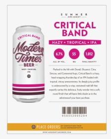 Criticalband-sellsheet Outlined - Modern Times Hazy Ipa, HD Png Download, Free Download
