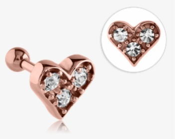 Rose Gold Plate White Crystals Heart - Heart, HD Png Download, Free Download