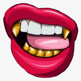 Lip Biting Grill Shirt , Png Download - Cartoon Lips With Grill, Transparent Png, Free Download