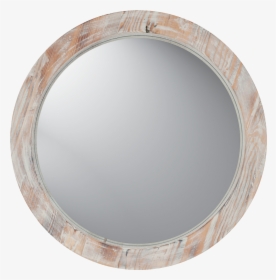 Round Washed Wood Mirror - Mirror, HD Png Download, Free Download