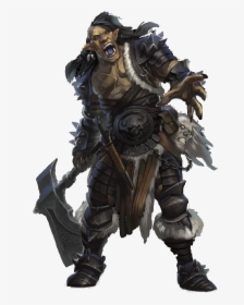 Clip Art M Half Barbarian Battle - Half Orc With Axe, HD Png Download, Free Download