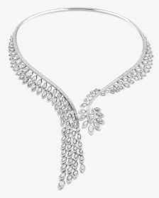 Plume White Gold Necklace With Diamonds - Necklace, HD Png Download, Free Download