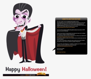 Dracula Halloween Vampire Illustration - Dracula Cartoon, HD Png Download, Free Download